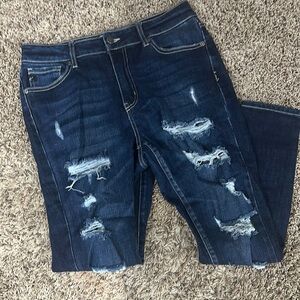 Distressed Blue Jeans